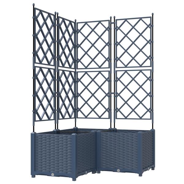 Grote foto vidaxl tuindruppel met trellis 3 pcs grijs 80 x 80 x 143 cm pp tuin en terras overige tuin en terras