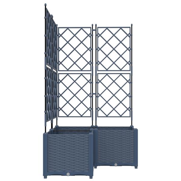 Grote foto vidaxl tuindruppel met trellis 3 pcs grijs 80 x 80 x 143 cm pp tuin en terras overige tuin en terras