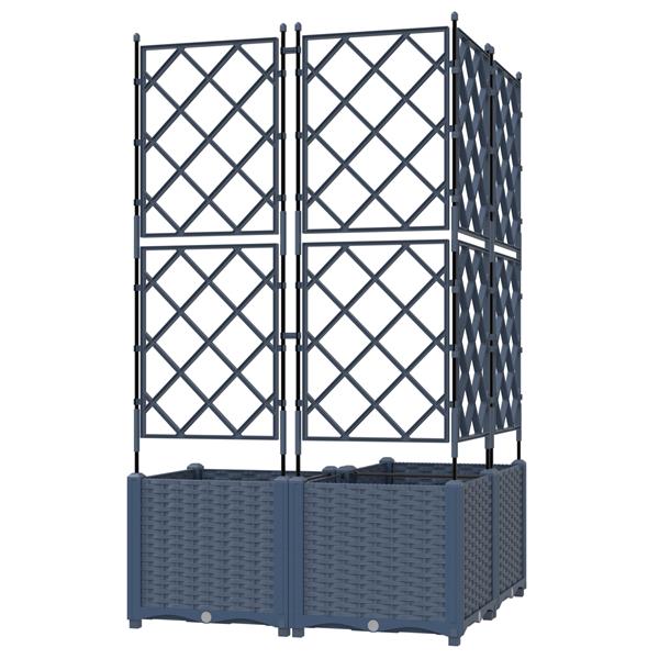 Grote foto vidaxl tuindruppel met trellis 3 pcs grijs 80 x 80 x 143 cm pp tuin en terras overige tuin en terras