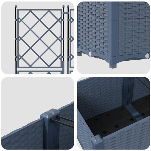 Grote foto vidaxl tuindruppel met trellis 3 pcs grijs 80 x 80 x 143 cm pp tuin en terras overige tuin en terras