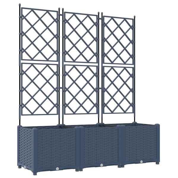Grote foto vidaxl tuindruppel met trellis 3 pcs grijs 120 x 40 x 143 cm pp tuin en terras overige tuin en terras