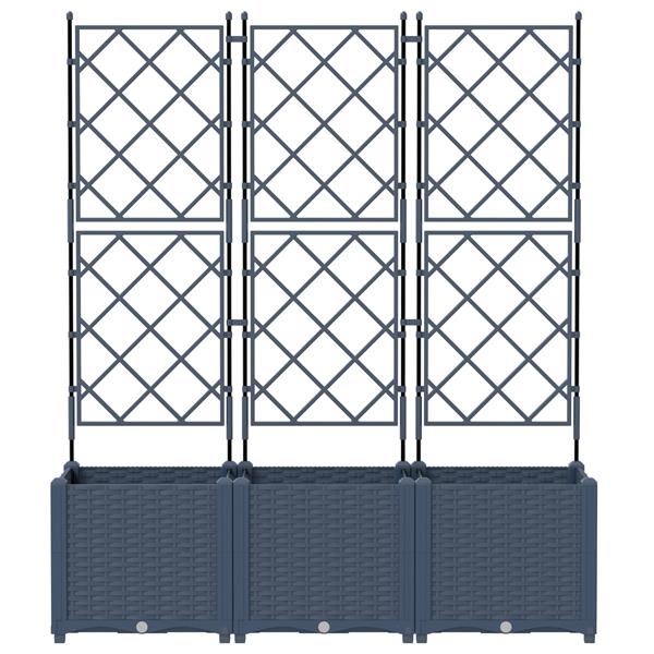 Grote foto vidaxl tuindruppel met trellis 3 pcs grijs 120 x 40 x 143 cm pp tuin en terras overige tuin en terras