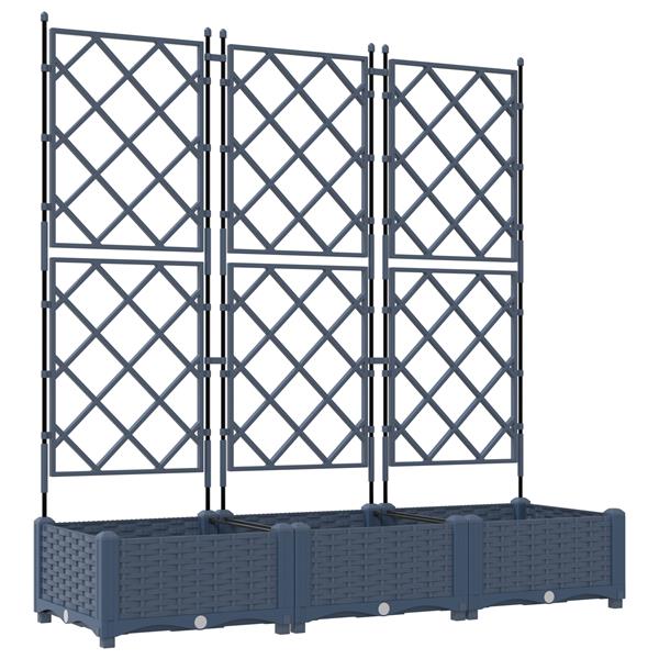 Grote foto vidaxl tuindruppel met trellis 3 pcs grijs 120 x 40 x 125 5 cm pp tuin en terras overige tuin en terras