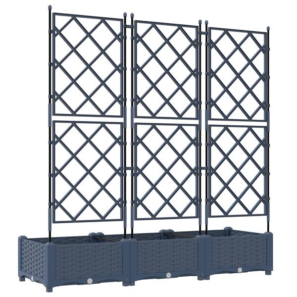 Grote foto vidaxl tuindruppel met trellis 3 pcs grijs 120 x 40 x 125 5 cm pp tuin en terras overige tuin en terras