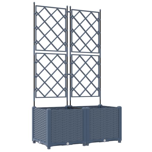 Grote foto vidaxl tuindruppel met trellis 2 pcs grijs 80 x 40 x 143 cm pp tuin en terras overige tuin en terras