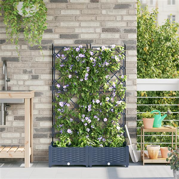 Grote foto vidaxl tuindruppel met trellis grijs 80 x 40 x 125 5 cm pp tuin en terras overige tuin en terras