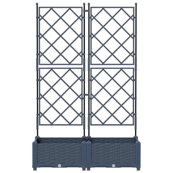 Grote foto vidaxl tuindruppel met trellis grijs 80 x 40 x 125 5 cm pp tuin en terras overige tuin en terras