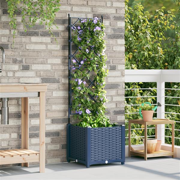 Grote foto vidaxl tuindruppel met trellis grijs 40 x 40 x 143 cm pp tuin en terras overige tuin en terras