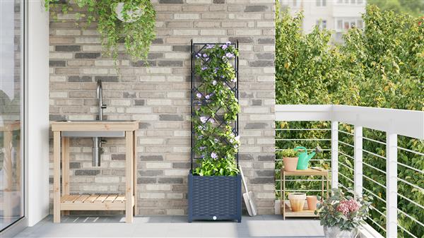 Grote foto vidaxl tuindruppel met trellis grijs 40 x 40 x 143 cm pp tuin en terras overige tuin en terras