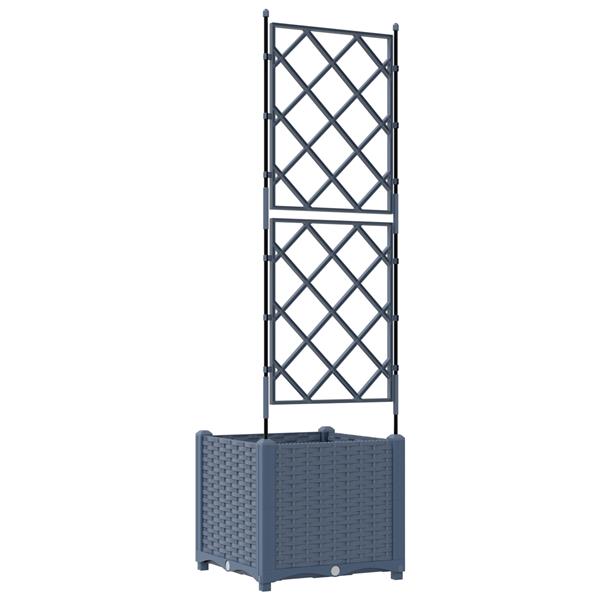Grote foto vidaxl tuindruppel met trellis grijs 40 x 40 x 143 cm pp tuin en terras overige tuin en terras