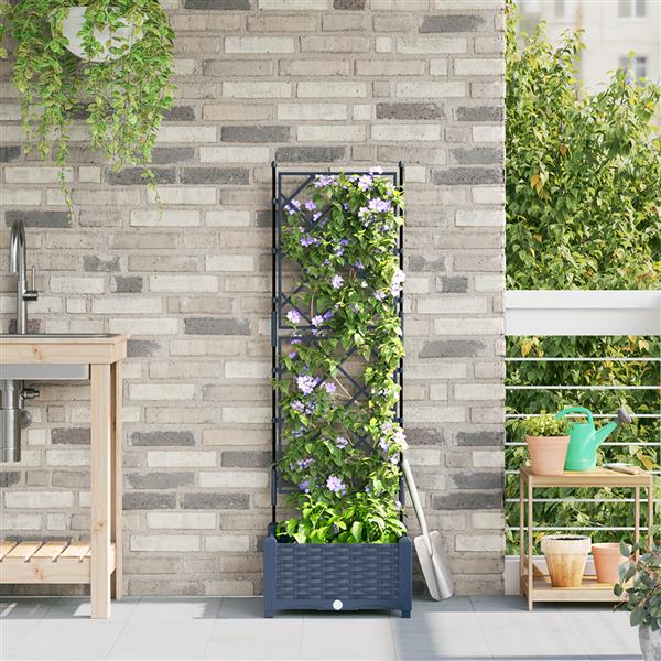 Grote foto vidaxl tuindruppel met trellis grijs 40 x 40 x 125 5 cm pp tuin en terras overige tuin en terras