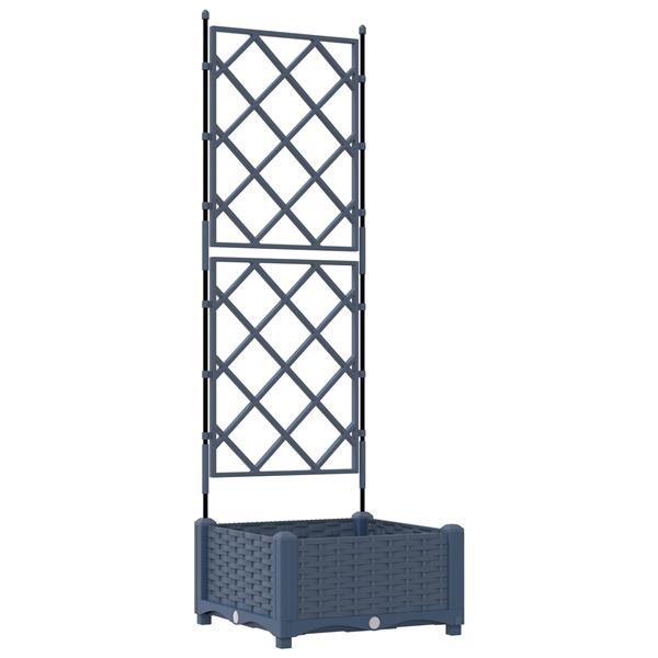 Grote foto vidaxl tuindruppel met trellis grijs 40 x 40 x 125 5 cm pp tuin en terras overige tuin en terras