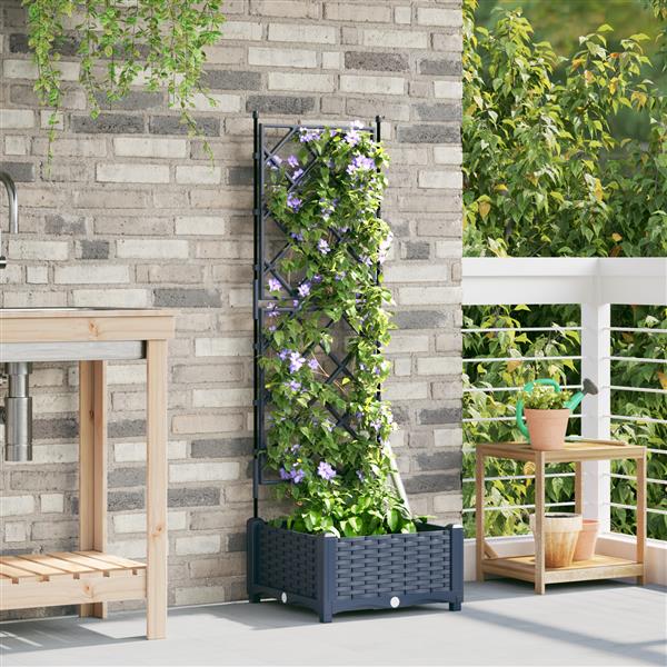 Grote foto vidaxl tuindruppel met trellis grijs 40 x 40 x 125 5 cm pp tuin en terras overige tuin en terras