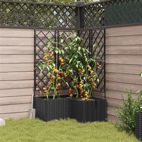 Grote foto vidaxl tuindruppel met trellis 3 pcs zwart 80 x 80 x 143 cm pp tuin en terras overige tuin en terras