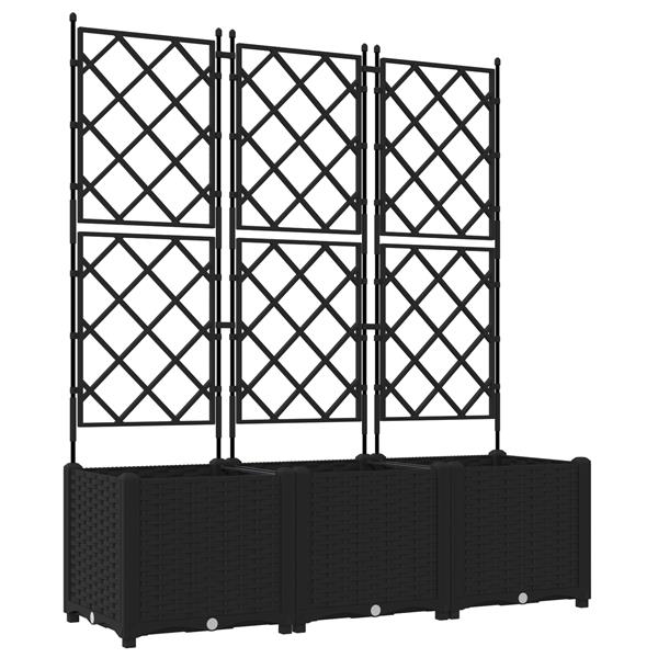 Grote foto vidaxl tuindruppel met trellis 3 pcs zwart 120 x 40 x 143 cm pp tuin en terras overige tuin en terras