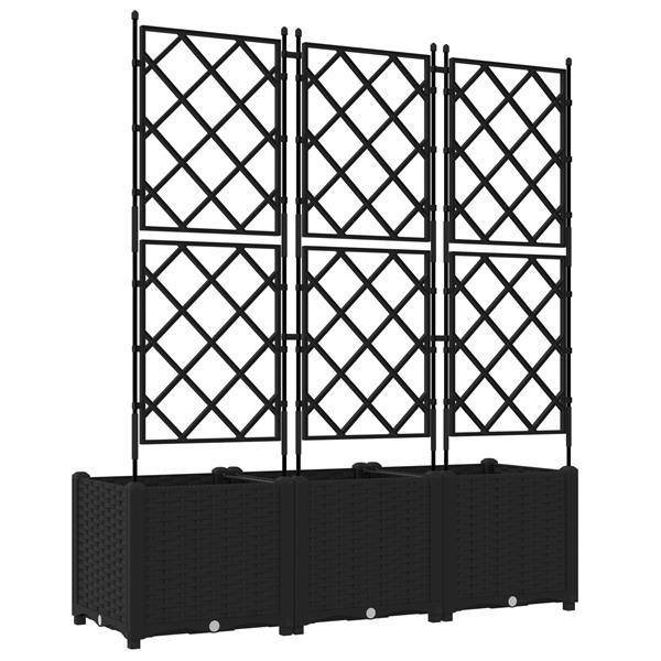 Grote foto vidaxl tuindruppel met trellis 3 pcs zwart 120 x 40 x 143 cm pp tuin en terras overige tuin en terras