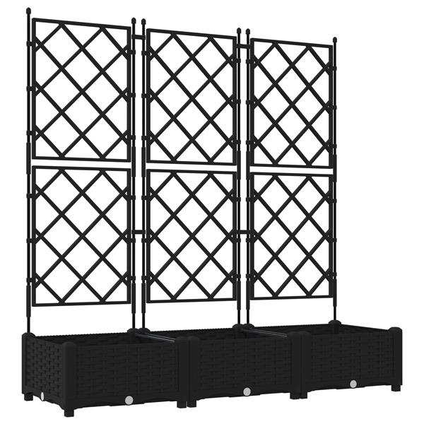 Grote foto vidaxl tuindruppel met trellis 3 pcs zwart 120 x 40 x 125 5 cm pp tuin en terras overige tuin en terras