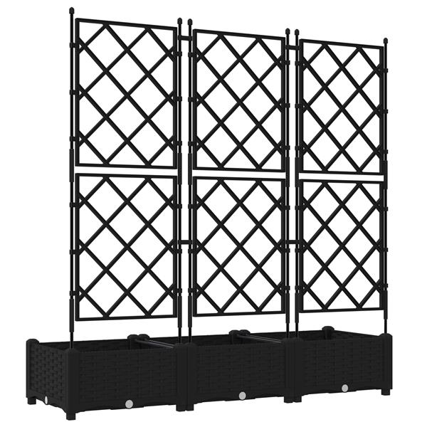 Grote foto vidaxl tuindruppel met trellis 3 pcs zwart 120 x 40 x 125 5 cm pp tuin en terras overige tuin en terras