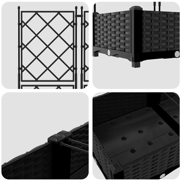 Grote foto vidaxl tuindruppel met trellis 3 pcs zwart 120 x 40 x 125 5 cm pp tuin en terras overige tuin en terras