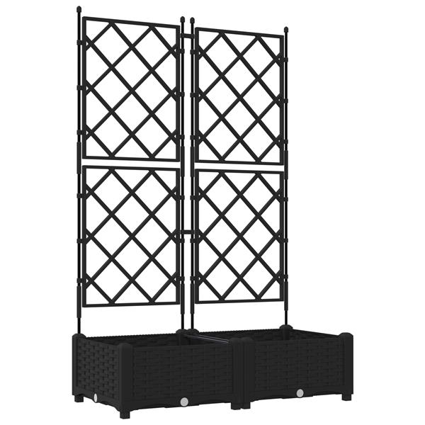 Grote foto vidaxl tuindruppel met trellis 2 pcs zwart 80 x 40 x 125 5 cm pp tuin en terras overige tuin en terras