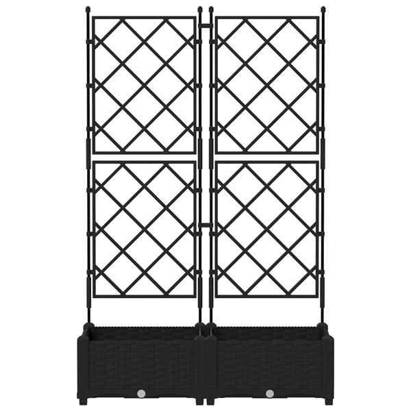 Grote foto vidaxl tuindruppel met trellis 2 pcs zwart 80 x 40 x 125 5 cm pp tuin en terras overige tuin en terras
