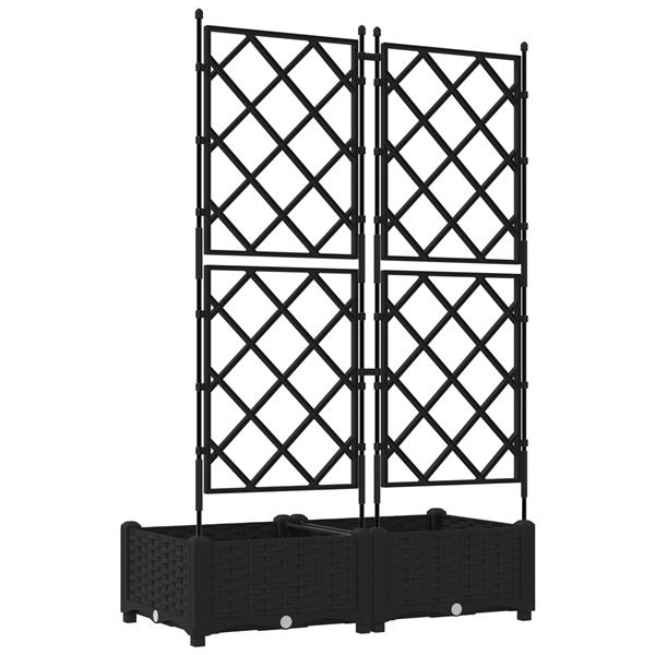 Grote foto vidaxl tuindruppel met trellis 2 pcs zwart 80 x 40 x 125 5 cm pp tuin en terras overige tuin en terras