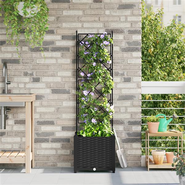 Grote foto vidaxl tuindruppel met trellis zwart 40 x 40 x 143 cm pp tuin en terras overige tuin en terras