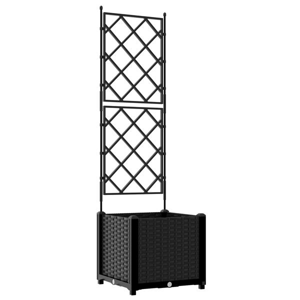 Grote foto vidaxl tuindruppel met trellis zwart 40 x 40 x 143 cm pp tuin en terras overige tuin en terras