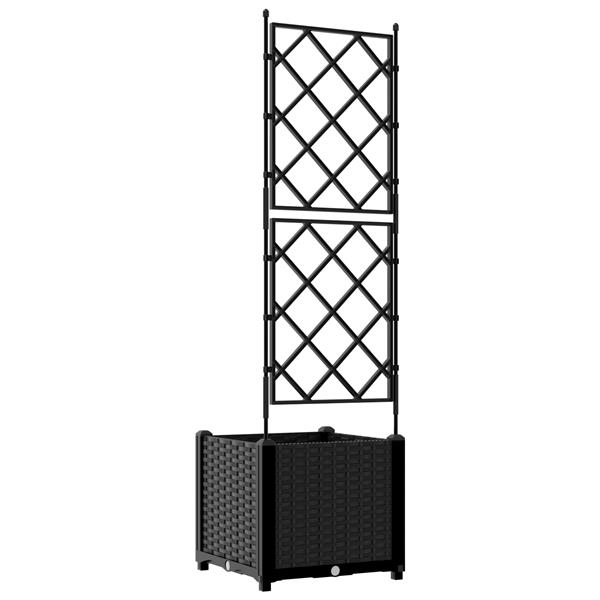 Grote foto vidaxl tuindruppel met trellis zwart 40 x 40 x 143 cm pp tuin en terras overige tuin en terras