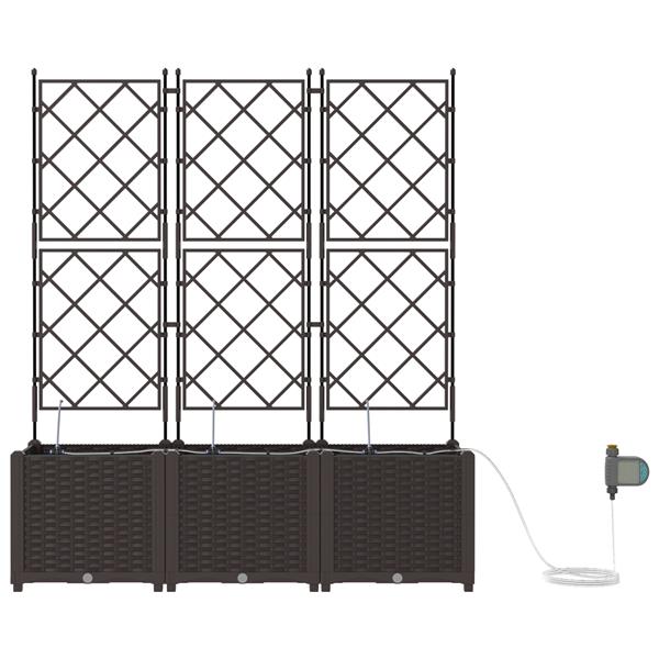 Grote foto vidaxl tuin bloempot 3 pcs bruin staal tuin en terras overige tuin en terras