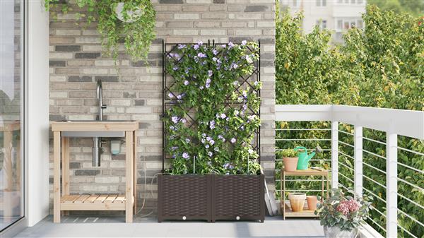 Grote foto vidaxl tuinplantbakken bruin 80 x 40 x 142 cm staal tuin en terras overige tuin en terras