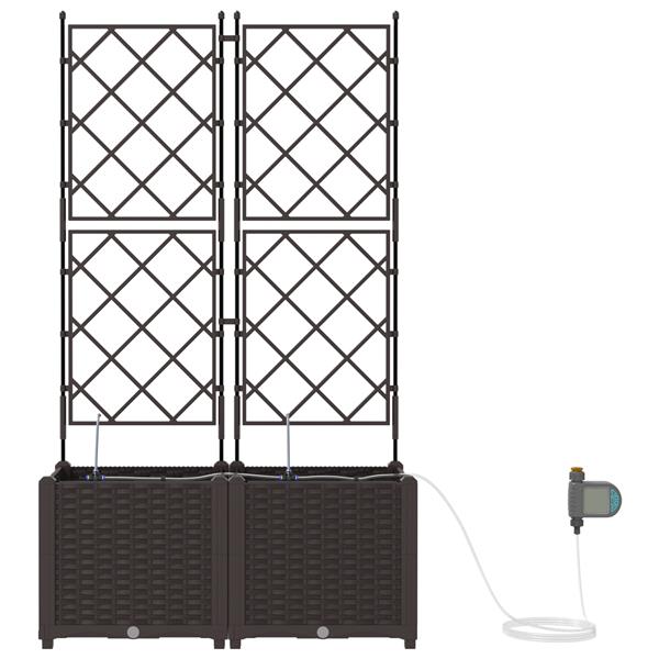 Grote foto vidaxl tuinplantbakken bruin 80 x 40 x 142 cm staal tuin en terras overige tuin en terras