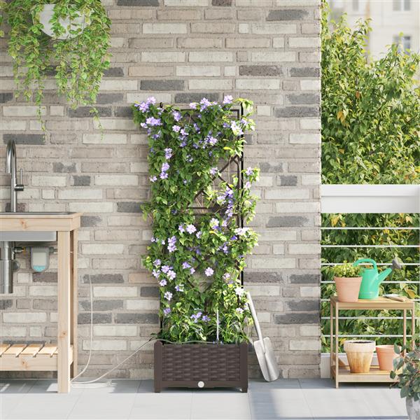 Grote foto vidaxl tuin bloempot bruin 40 x 40 x 126 cm staal tuin en terras overige tuin en terras