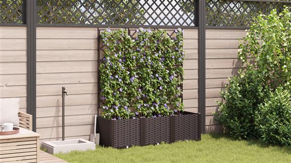 Grote foto vidaxl tuin bloempot 3 pcs bruin 120 x 40 x 143 cm staal tuin en terras overige tuin en terras