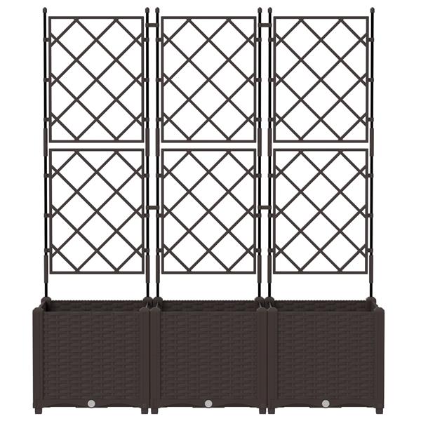 Grote foto vidaxl tuin bloempot 3 pcs bruin 120 x 40 x 143 cm staal tuin en terras overige tuin en terras