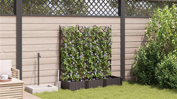 Grote foto vidaxl tuin bloempot 3 pcs bruin 120 x 40 x 125 5 cm staal tuin en terras overige tuin en terras