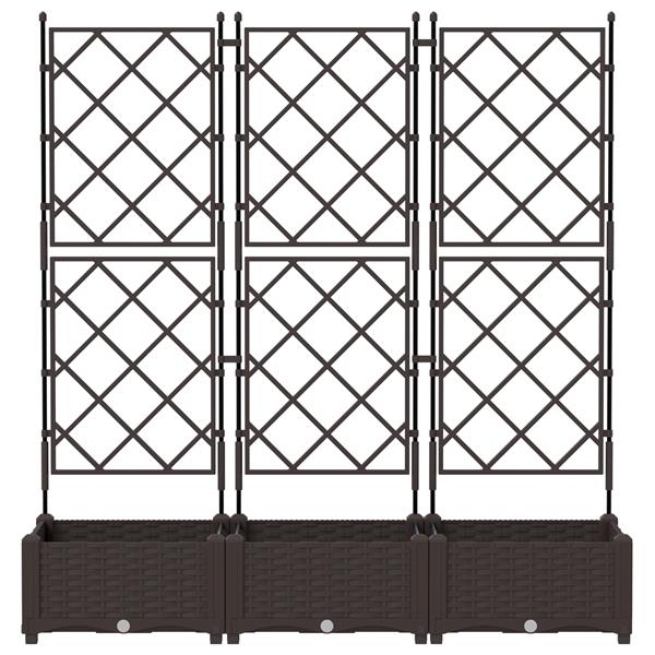 Grote foto vidaxl tuin bloempot 3 pcs bruin 120 x 40 x 125 5 cm staal tuin en terras overige tuin en terras