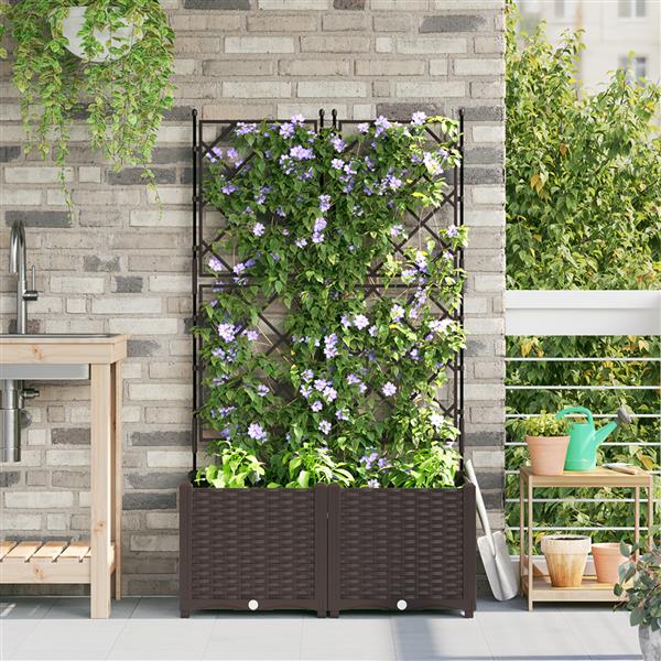 Grote foto vidaxl tuindruppel met trellis 2 pcs bruin 80 x 40 x 143 cm pp tuin en terras overige tuin en terras