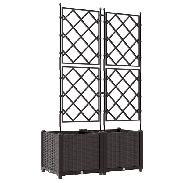 Grote foto vidaxl tuindruppel met trellis 2 pcs bruin 80 x 40 x 143 cm pp tuin en terras overige tuin en terras