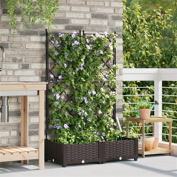 Grote foto vidaxl tuindruppel met trellis 2 pcs bruin 80 x 40 x 125 5 cm pp tuin en terras overige tuin en terras