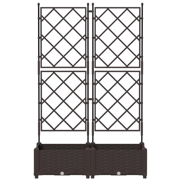 Grote foto vidaxl tuindruppel met trellis 2 pcs bruin 80 x 40 x 125 5 cm pp tuin en terras overige tuin en terras