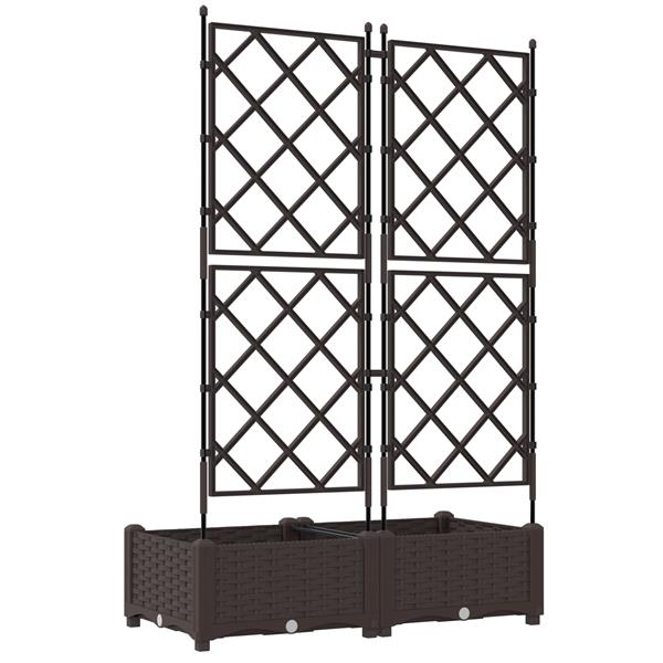 Grote foto vidaxl tuindruppel met trellis 2 pcs bruin 80 x 40 x 125 5 cm pp tuin en terras overige tuin en terras
