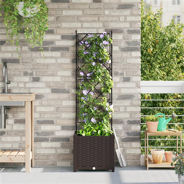 Grote foto vidaxl tuindruppel met trellis bruin 40 x 40 x 143 cm pp tuin en terras overige tuin en terras