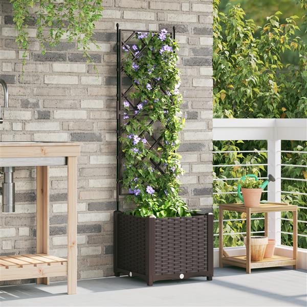 Grote foto vidaxl tuindruppel met trellis bruin 40 x 40 x 143 cm pp tuin en terras overige tuin en terras