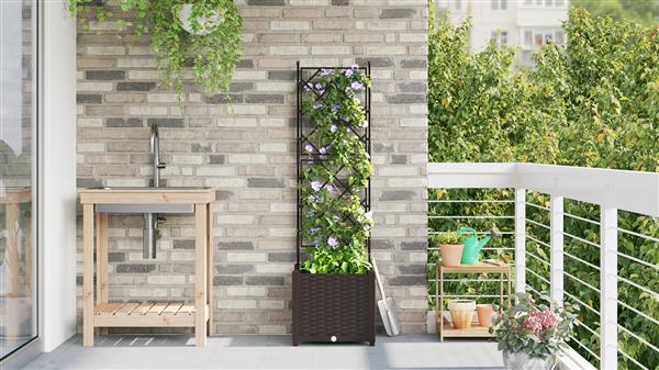 Grote foto vidaxl tuindruppel met trellis bruin 40 x 40 x 143 cm pp tuin en terras overige tuin en terras