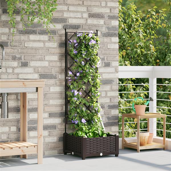 Grote foto vidaxl tuindruppel met trellis bruin 40 x 40 x 125 5 cm pp tuin en terras overige tuin en terras