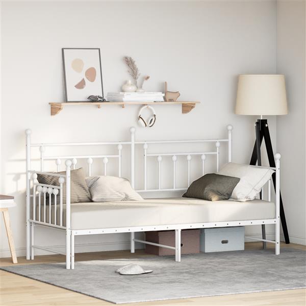 Grote foto vidaxl bedframe voor een daybed met hoofdeinde wit 75 x 190 cm staal antiek en kunst stoelen en banken