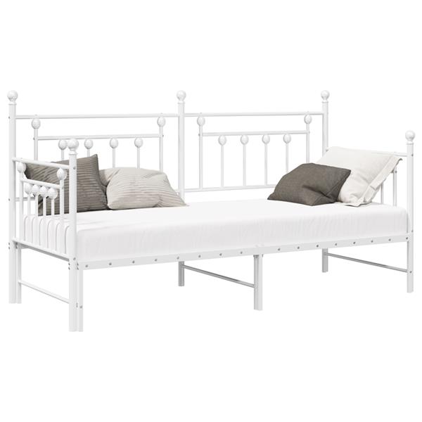 Grote foto vidaxl bedframe voor een daybed met hoofdeinde wit 75 x 190 cm staal antiek en kunst stoelen en banken