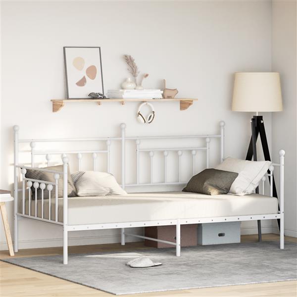 Grote foto vidaxl bedframe voor een daybed met hoofdeinde wit 100 x 190 cm staal antiek en kunst stoelen en banken