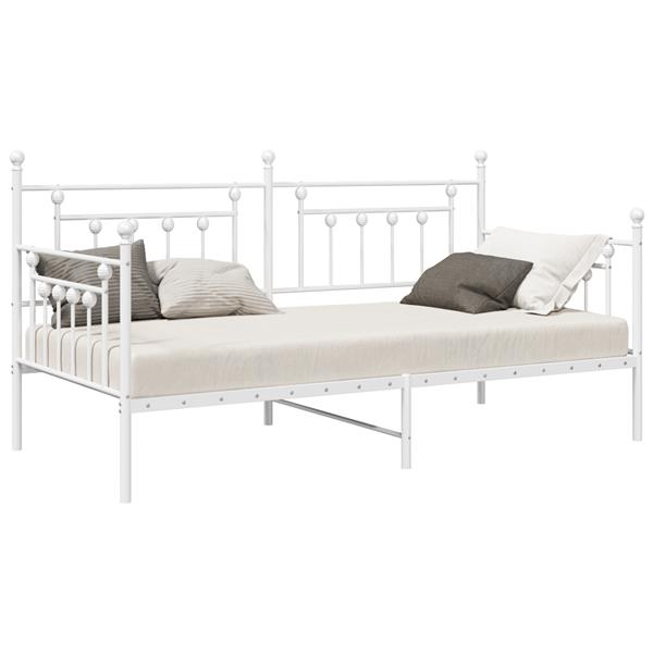 Grote foto vidaxl bedframe voor een daybed met hoofdeinde wit 100 x 190 cm staal antiek en kunst stoelen en banken